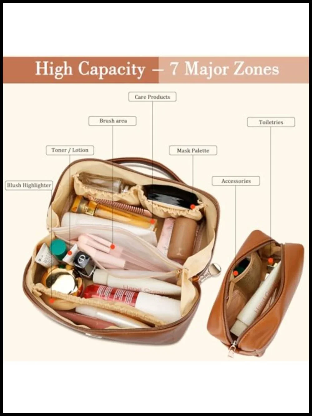 Personalized Initial Flat Cosmetic Bag Set with Clear Divider Handle